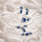 Blue Cz Floral Set