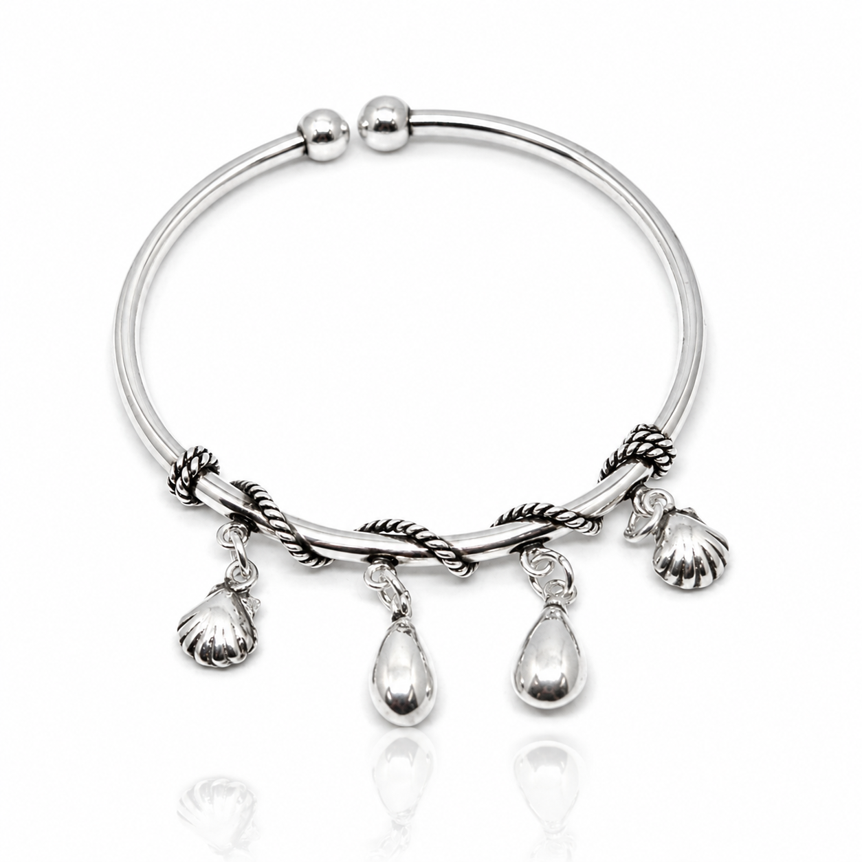 SBN15A Silver Drop Bangle - Image 1