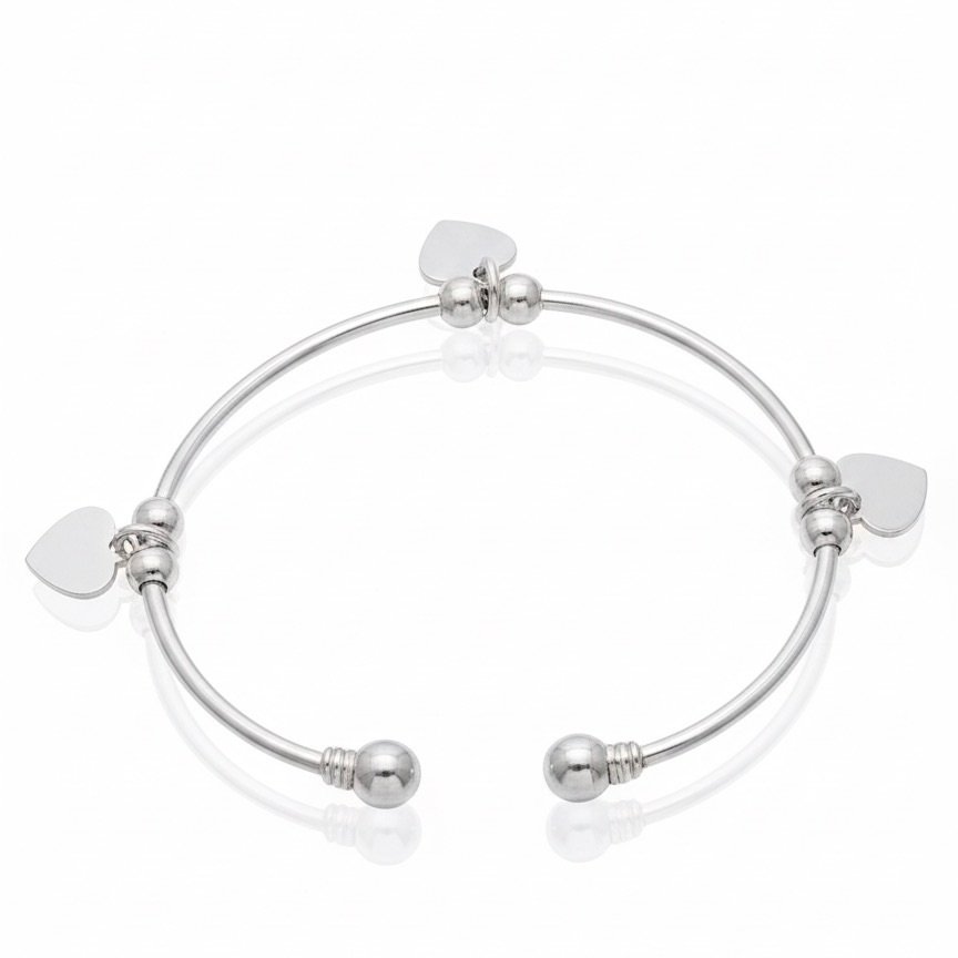 SBN22 (2) Heart Charm Bangle - Image 1