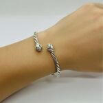 Twisted Silver Bangle - Image 2