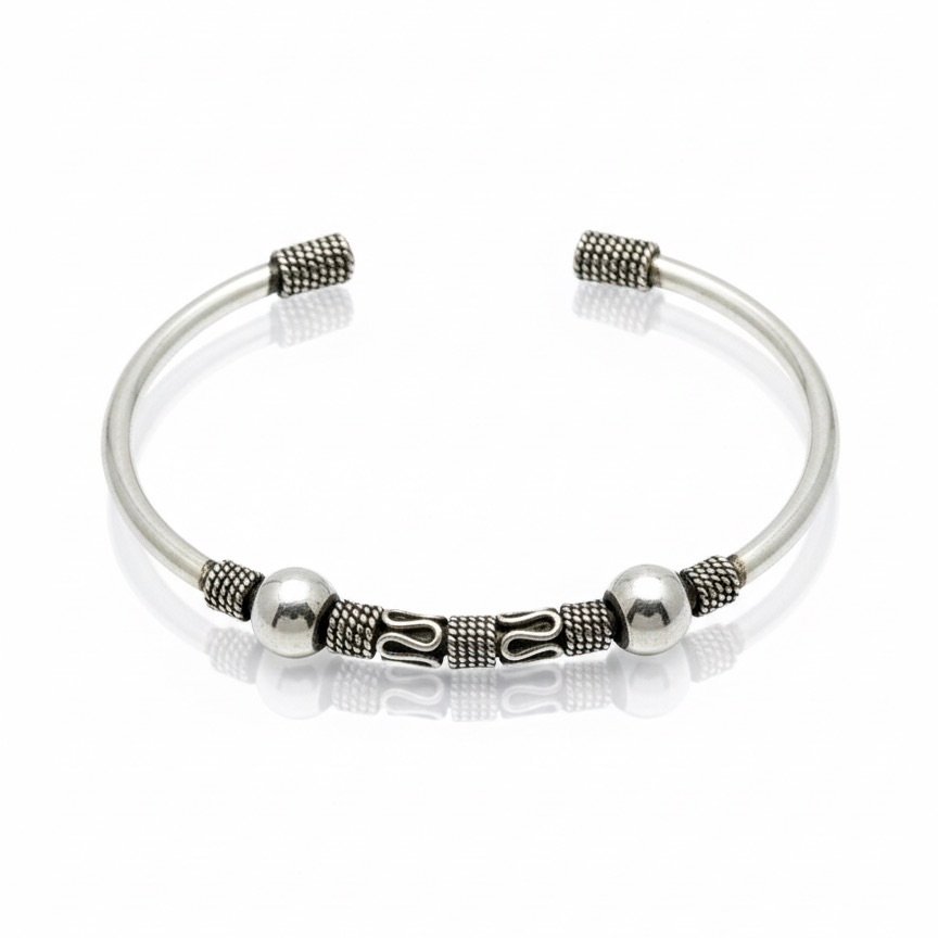 SBN27 (2) Oxidized Silver Bali Bangle - Image 1