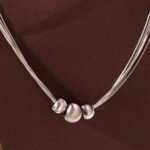 SILVER TRIO BEAD NECKLACE - Image 2