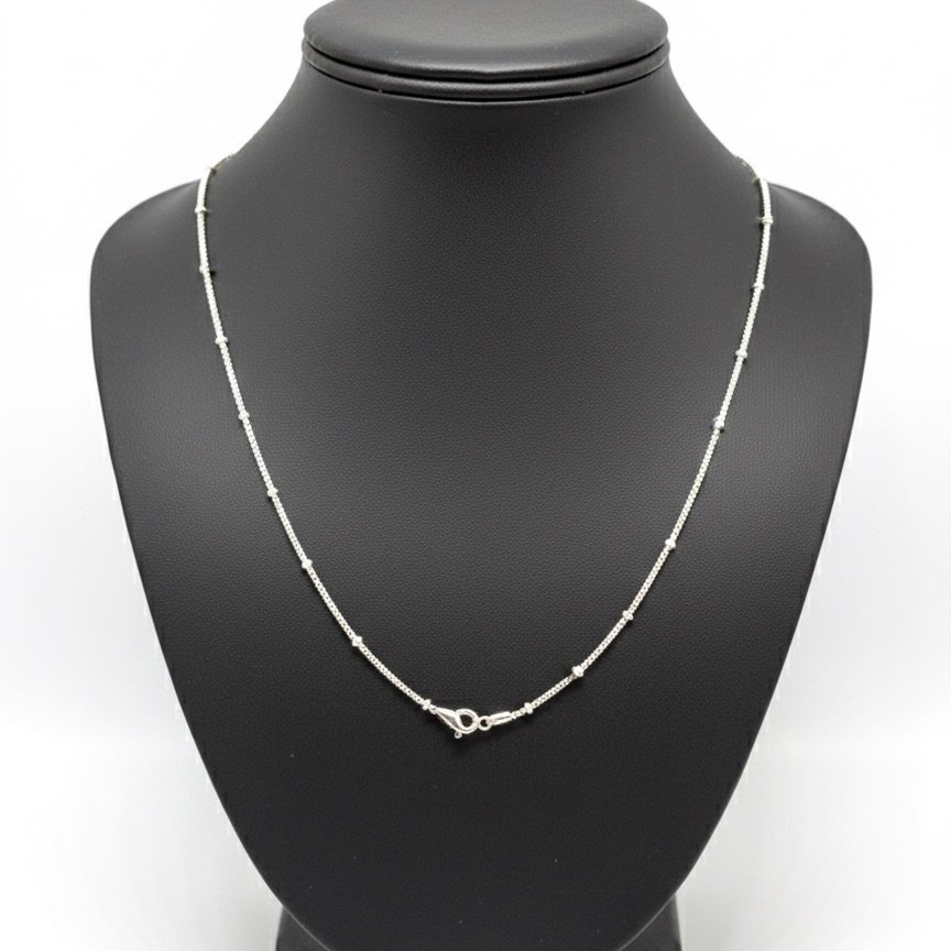 SC03 (2) Silver Beaded Box Chain - Image 1