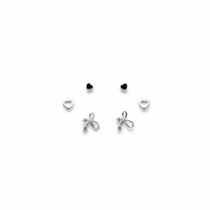 Heart And Bows Multiple Studs