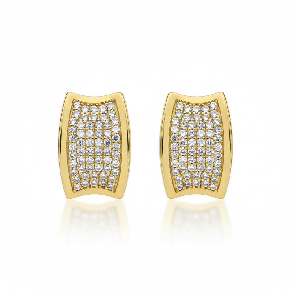 SE24 copy Cz Embellished Gold Vermeil Studs - Image 1