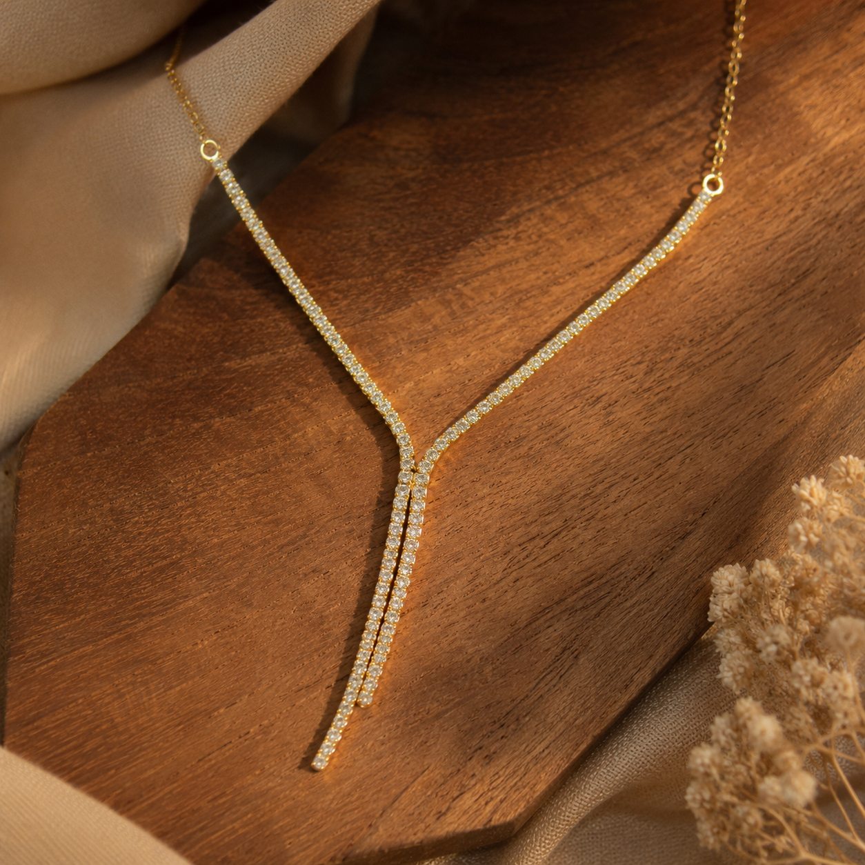 SN22G Multilayer Tennis Gold Necklace - Image 1
