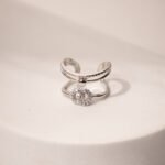 925 Sterling Silver Adjustable CZ Ring for Women Minimalist Design - Image 3