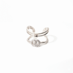 925 Sterling Silver Adjustable CZ Ring for Women Minimalist Design