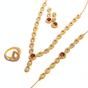 Gold Plated Cz Ruby Elegance Set
