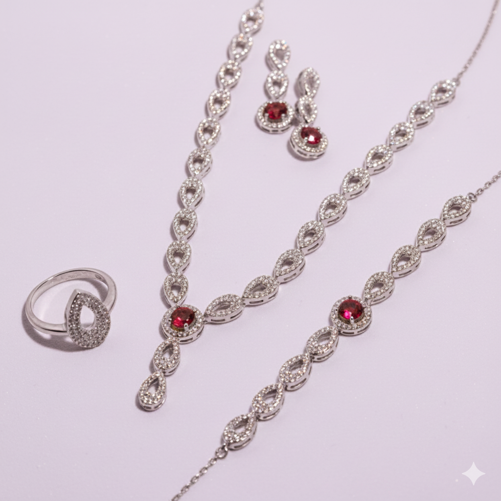 SS04 Cz Ruby Elegance Set - Image 1