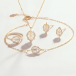 Gold Plated Cz Leaf Set