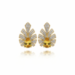Yellow Stone Leaf Studs