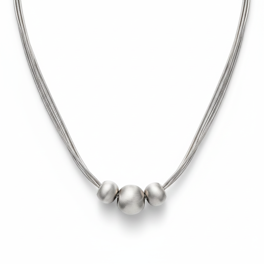 SILVER TRIO BEAD NECKLACE